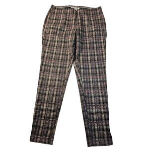 Zac & Rachel velour SOFT M Plaid Pants Tapered Leg Stretch Pull on festive comfy